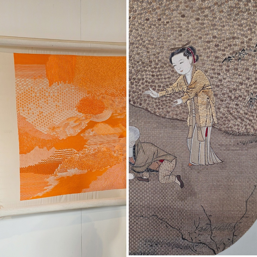 Contemporary Suzhou embroidery artworks displayed at the exhibition “Suzhou Embroidery: The Awakening of a 1000-Year Tradition”