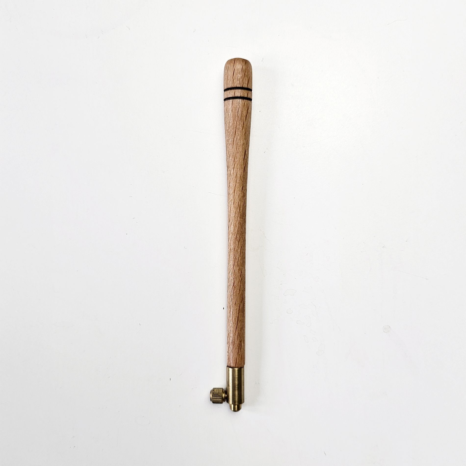 Classic ash tambour hook with simple smooth handle and brass fitting, supplied with size 70 needle for Luneville embroidery